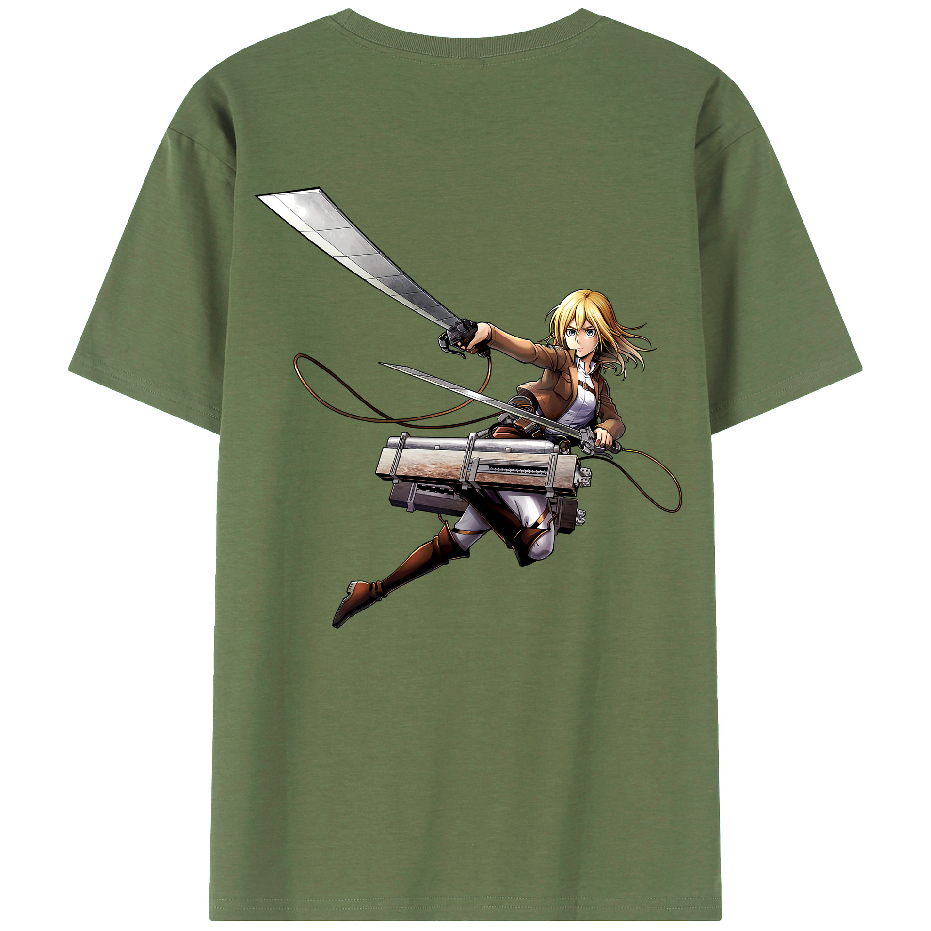 （画像用） 進撃の巨人 クリスタ·レンズ Attack on Titan Christa Lenz 綿100％ メンズ半袖Tシャツ（バックプリント） 通気性